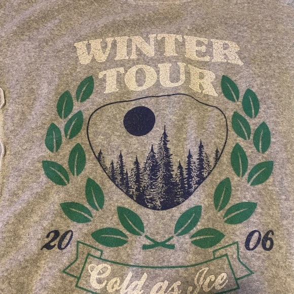 Aerie Gray Off-the-Shoulder Sweater with Green Accents - Picture 2 of 7